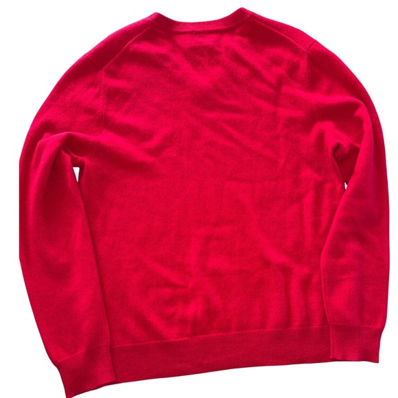 QI Cashmere V Neck Sweater Men Red Size M 100% Cashmere Luxury Knit Top - Picture 4 of 6